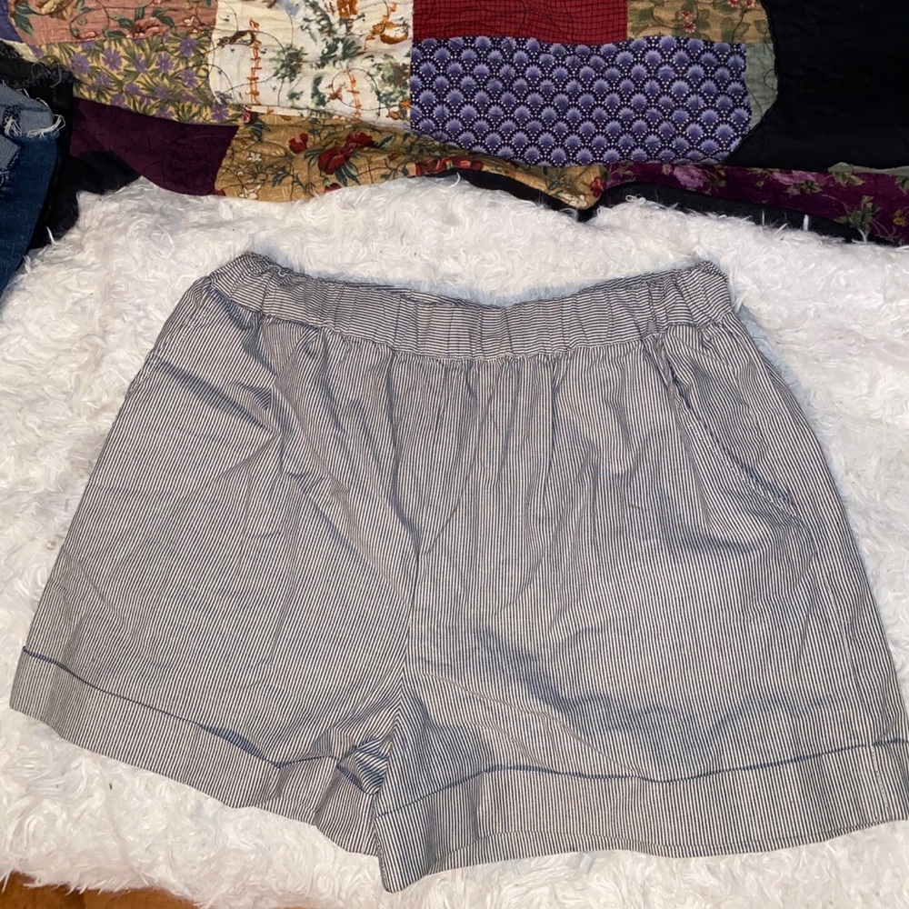 high waisted black and white striped shorts